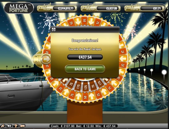 Jackpot Rapid sur Mega Fortune !