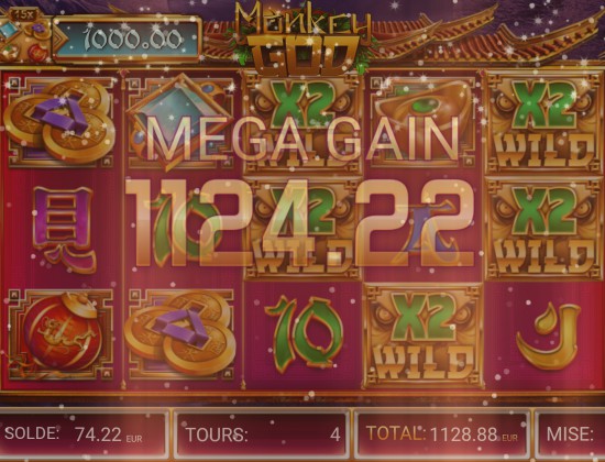 Jackpot 1124 euros avec une mise de 0.88 centimes 