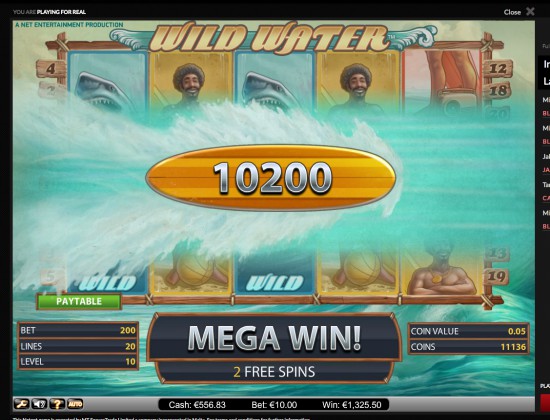 1300€ de gains sur les free spins !