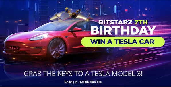 Pour ses 7 ans, Bitstarz offre une Tesla Model 3 à l'un de ses joueurs