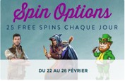 Spins Options sur Monsieur Vegas - Des free spins à gagner tous les jours